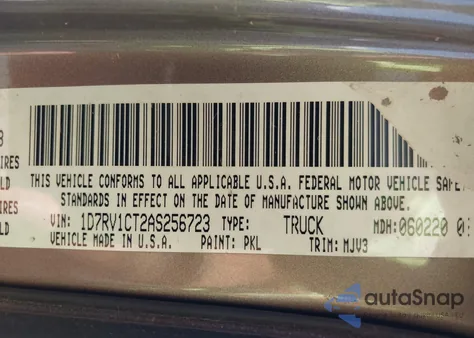 2010 Dodge Ram 1500 Slt/Sport/Trx из США, поврежденный, VIN 1D7RV1CT2AS256723